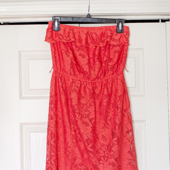 Trixxi | Red High/Low Lace Dress (Juniors) - Picture 1 of 7